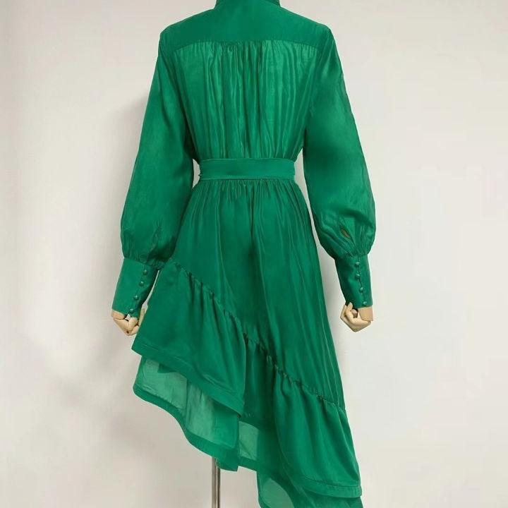 Pleated Mid Length Evening Dress