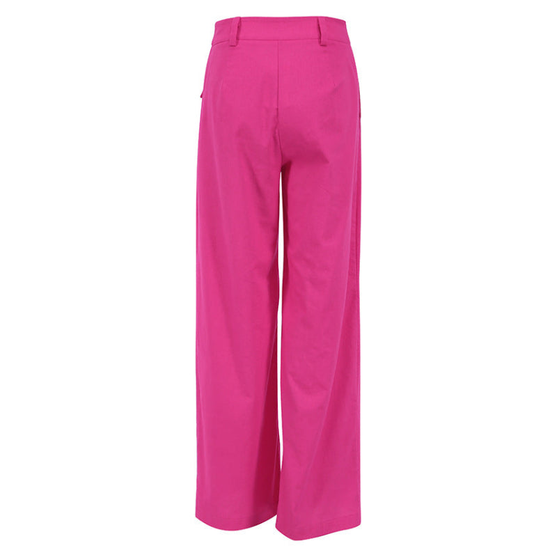 The Power Move: Rose Red Cotton-Linen Wide Leg Pants