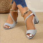 Dressy Open Toe Fish Mouth High Heels - grey
