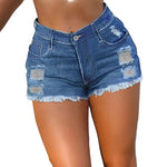 Edgy Distressed Denim Slim-fit Shorts