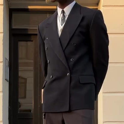 Black Double-breasted Blazer