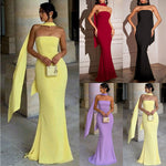 Elegant Strapless Ribbon-Trimmed Evening Gown