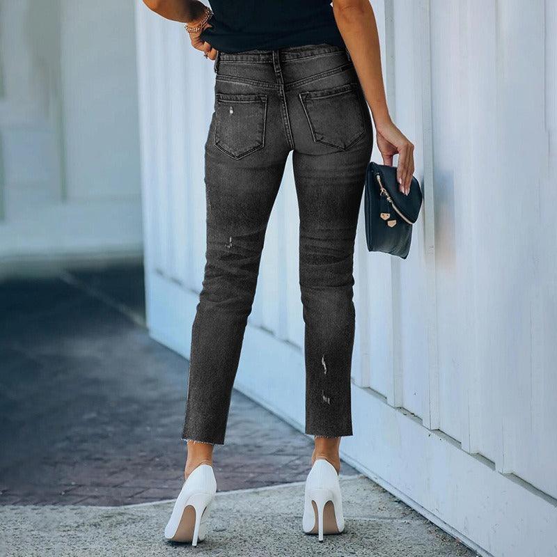 High Waist Stretch Streetwear Vintage Jeans - runwayfashionista.com