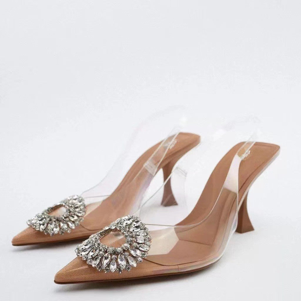 Pointed toe High Heel Shoes Slingback - runwayfashionista.com