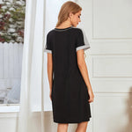 Contrast Stitching Contrast Short Sleeve Dress - runwayfashionista.com