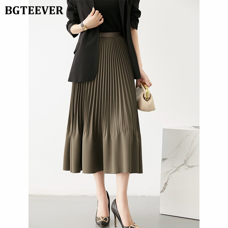 Stylish High Waist Female Pleated Skirts - runwayfashionista.com