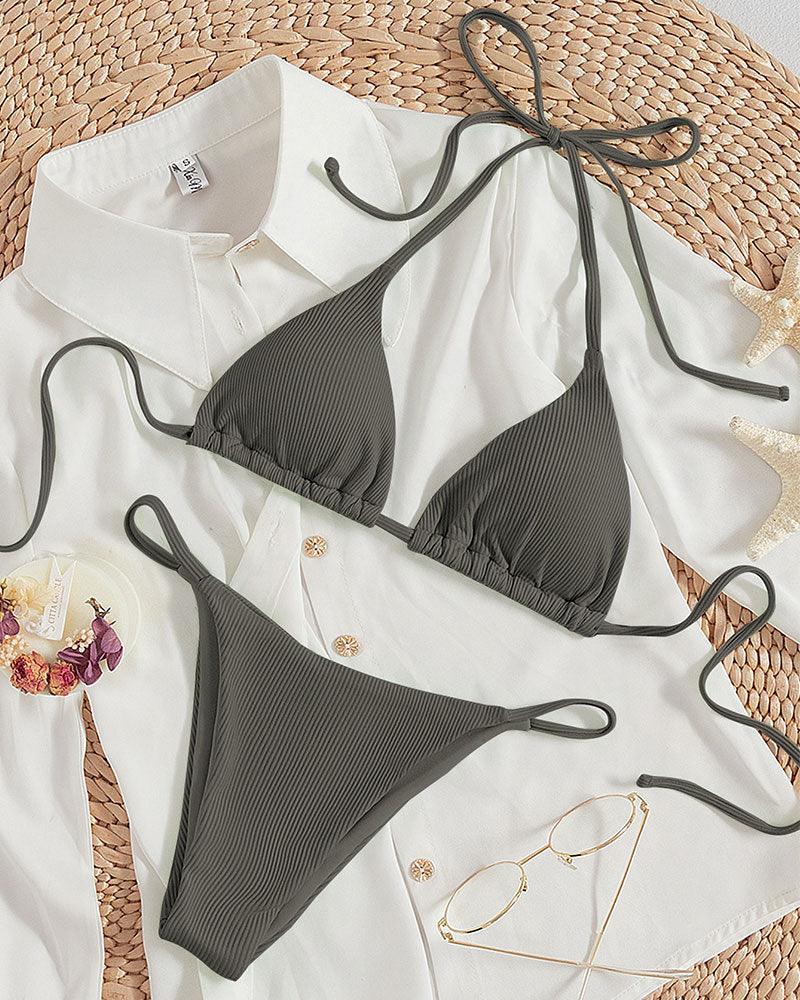 Luxury High-Waist Hanging Neck Tie Bikini