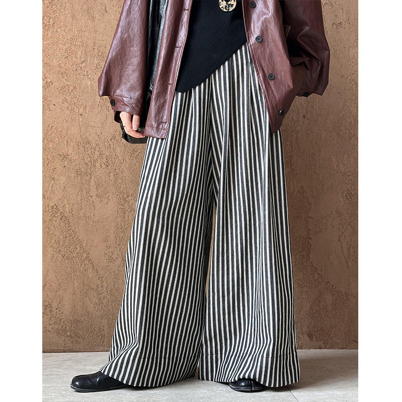 Versatile Striped Wide Leg Pants