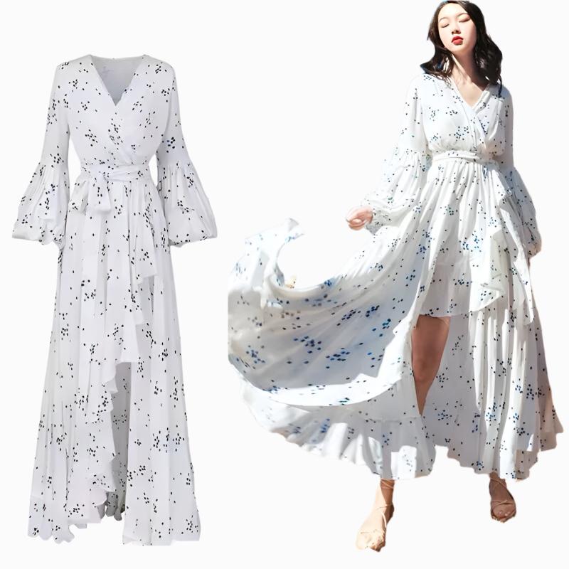 Floral Lantern Sleeve Maxi Dress