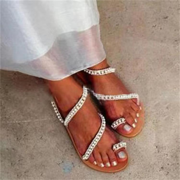 Flat Bottom Rhinestone Sandals