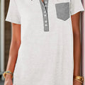 Half Button Short Sleeve T-Shirt - runwayfashionista.com