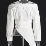 Irregular Lapel and Waist Cinching Top
