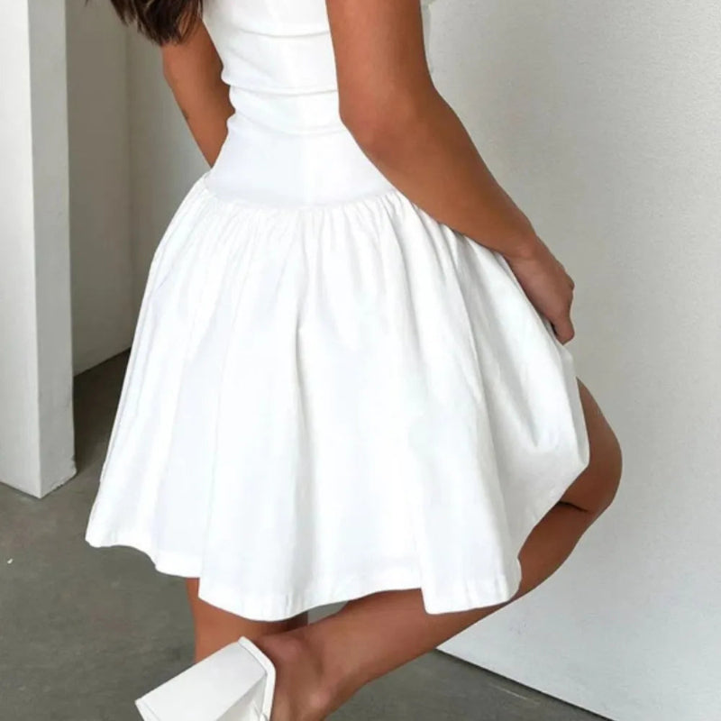 Decorative Button Square Neck Cami Dress - runwayfashionista.com
