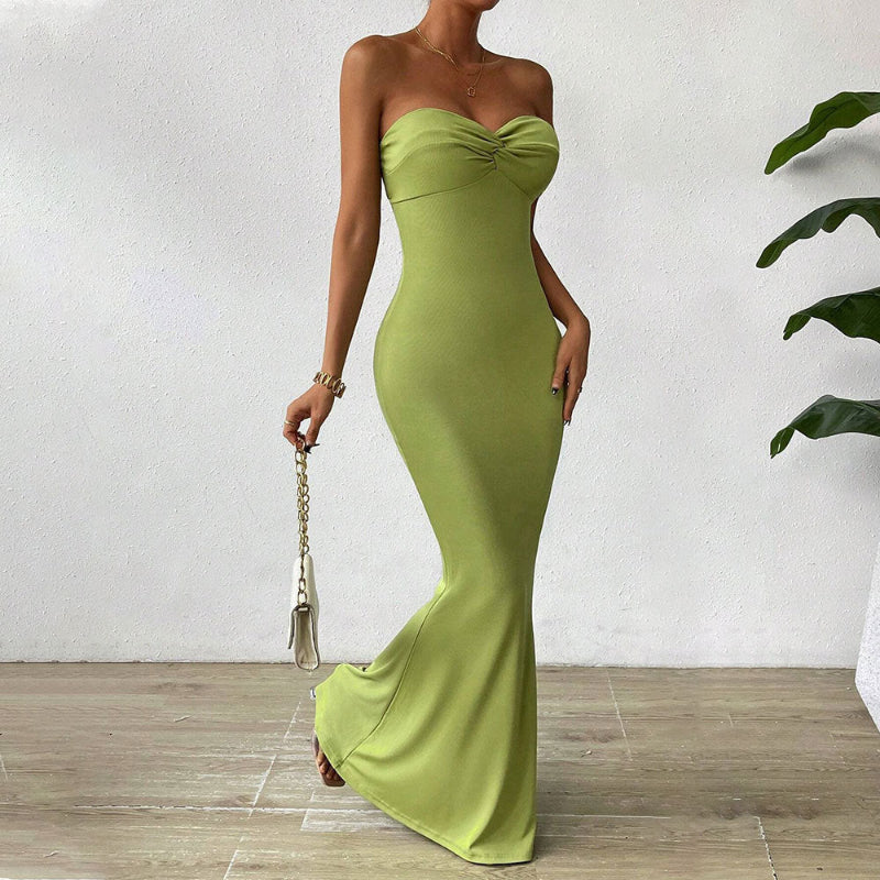Green Strapless Backless Maxi Dress - Sexy Slim Fit for Summer - runwayfashionista.com