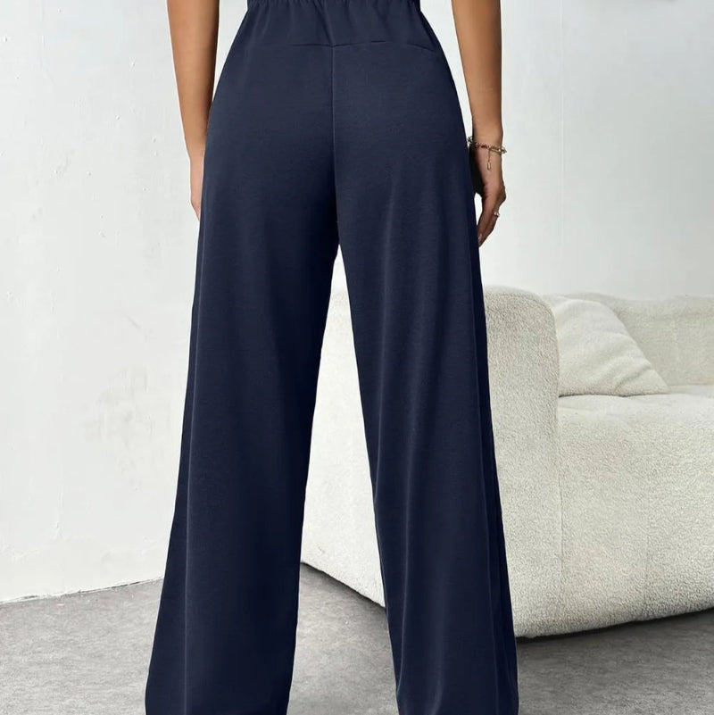 Drawstring Wide Leg Pants with Pockets -runwayfashionista.com