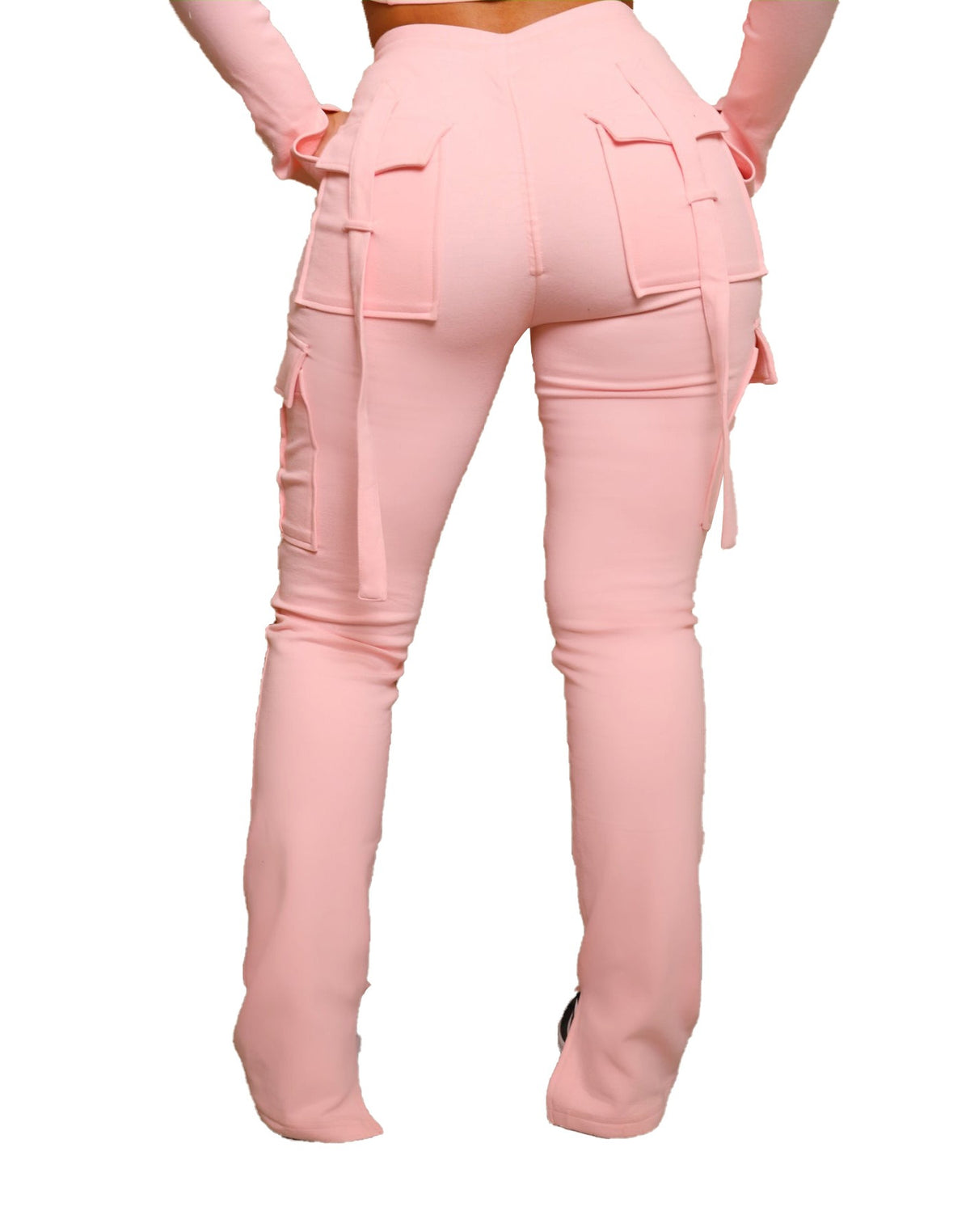 Drawstring waistband slit leg casual pants - runwayfashionista.com