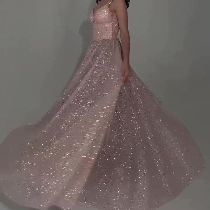 Sequined Backless Evening Maxi Dress