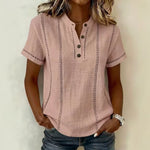 Striped Short-Sleeve Shirts - pink