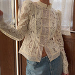 Lace Panel Long Sleeve Shirt