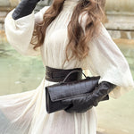 White Long-sleeved Ruffled Tie Maxi Dress