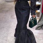Black Structured Organza Mermaid Maxi Skirt