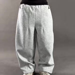 Light Grey Heavyweight Cotton Blend 3D Wide-Leg Sweatpants