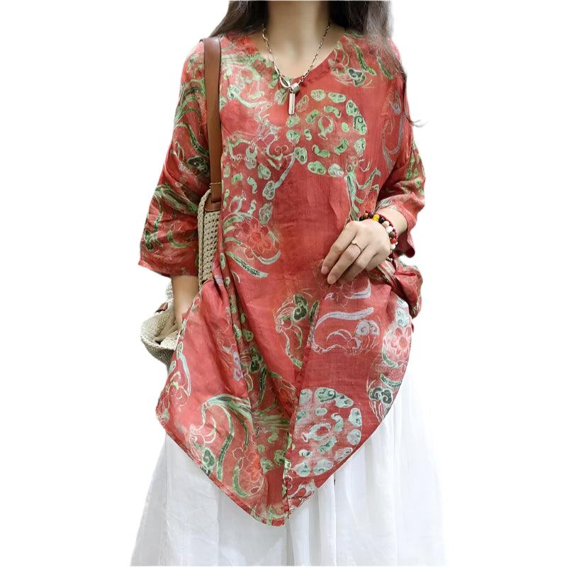 Vintage V-neck Loose Versatile Shirt
