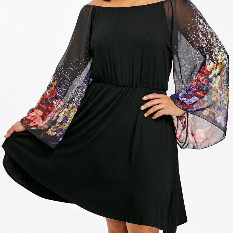 Plus Size Flower Printed Party Dress