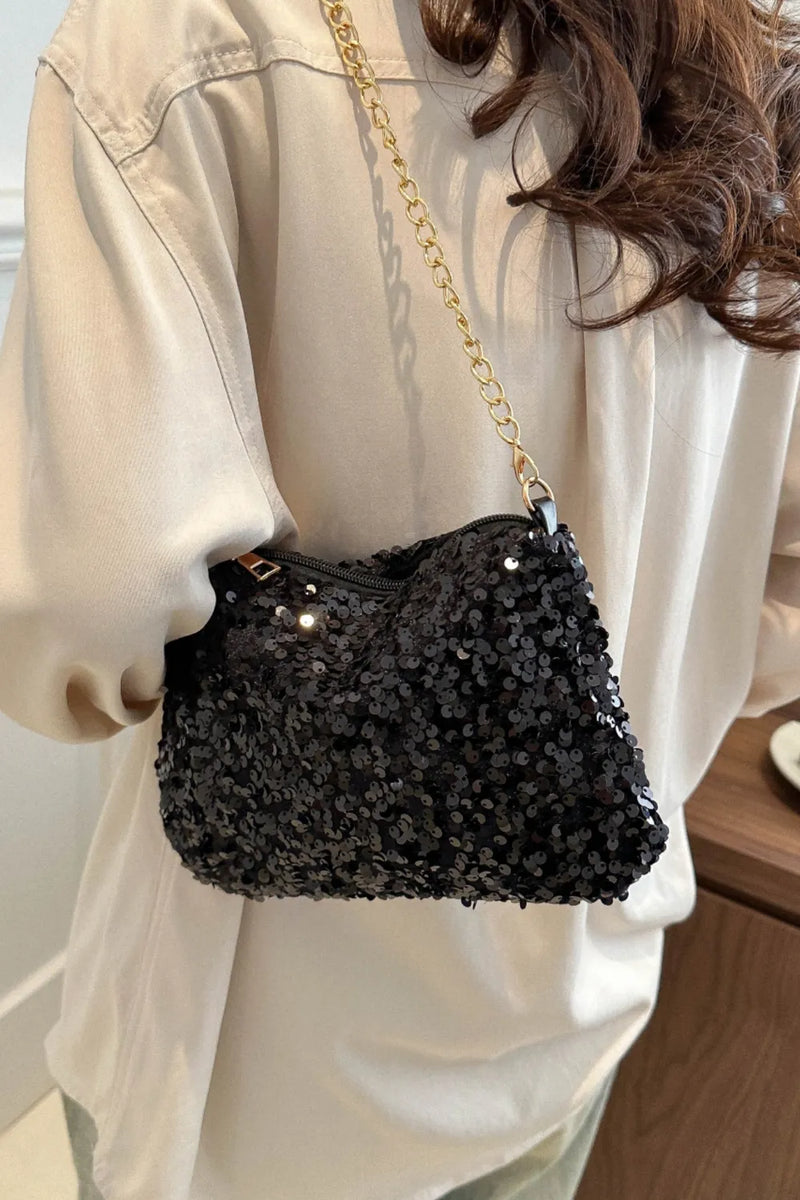 Sequin Removable Strap Shoulder Bag - Stylish & Versatile - runwayfashionista.com