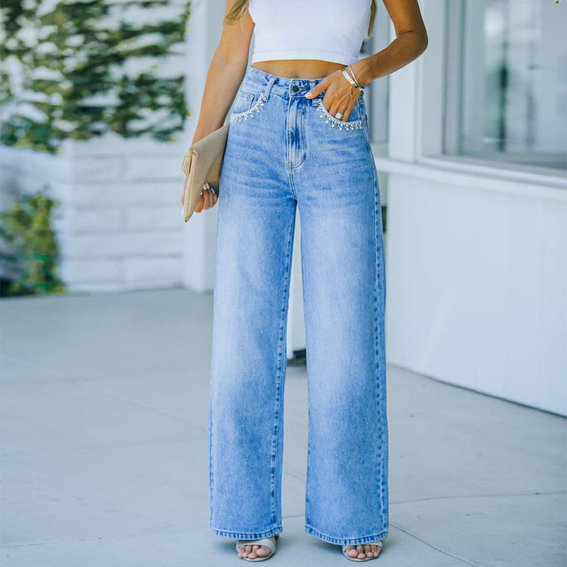 Petal Pocket Style Washed Denim - runwayfashionista.com