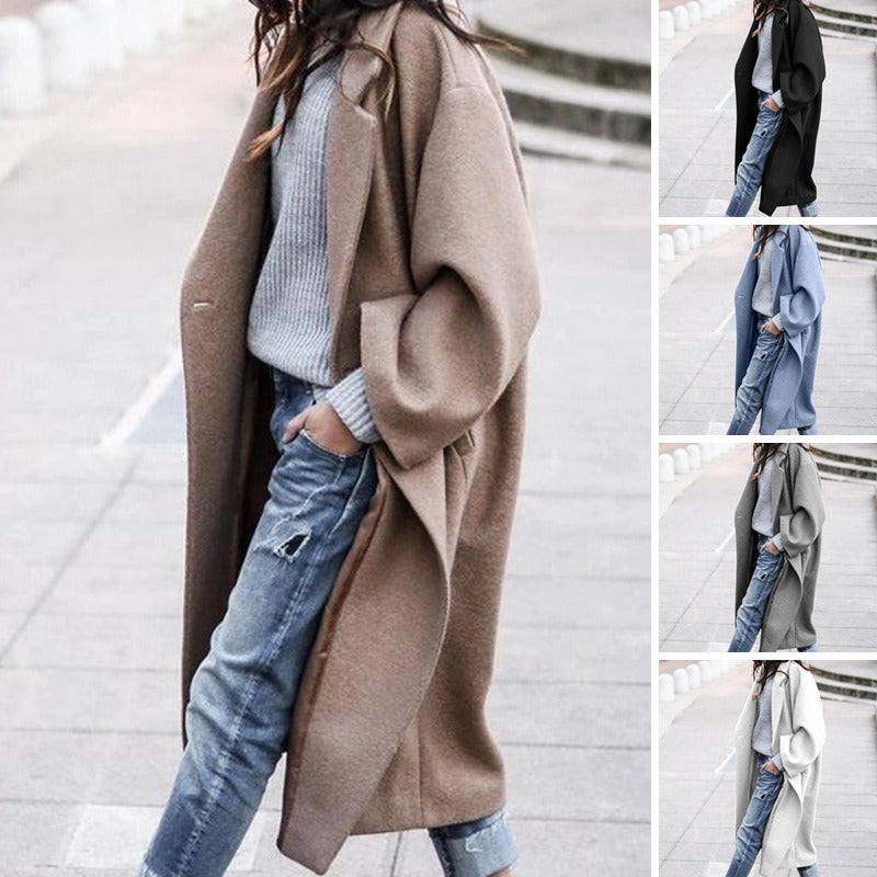 Casual long woollen jacket - runwayfashionista.com