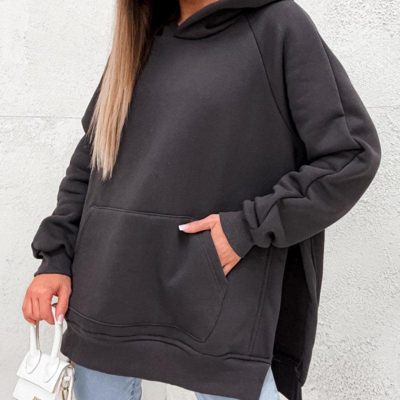 Pocket Style Slit Pullover Hoodie