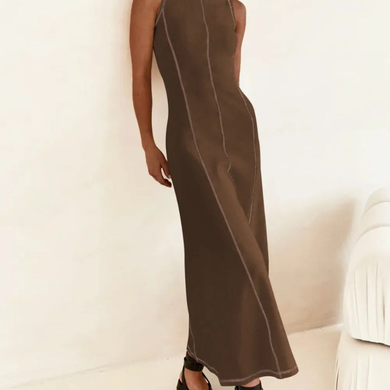 Contrast Stitching Maxi Tank Dress