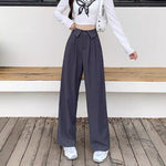 Cuffed Design Long Silk Suit Pants