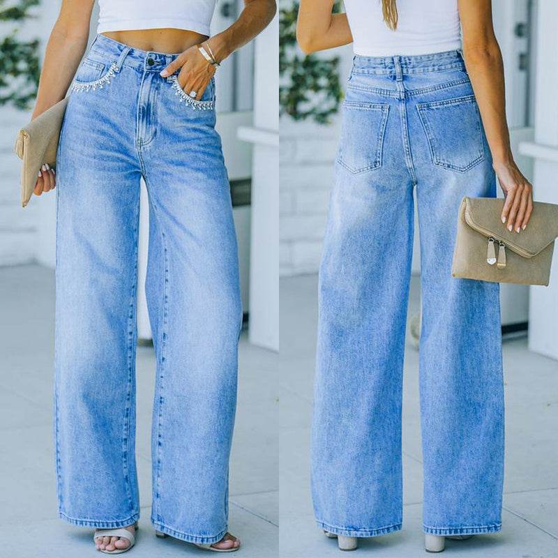 Petal Pocket Style Washed Denim - runwayfashionista.com