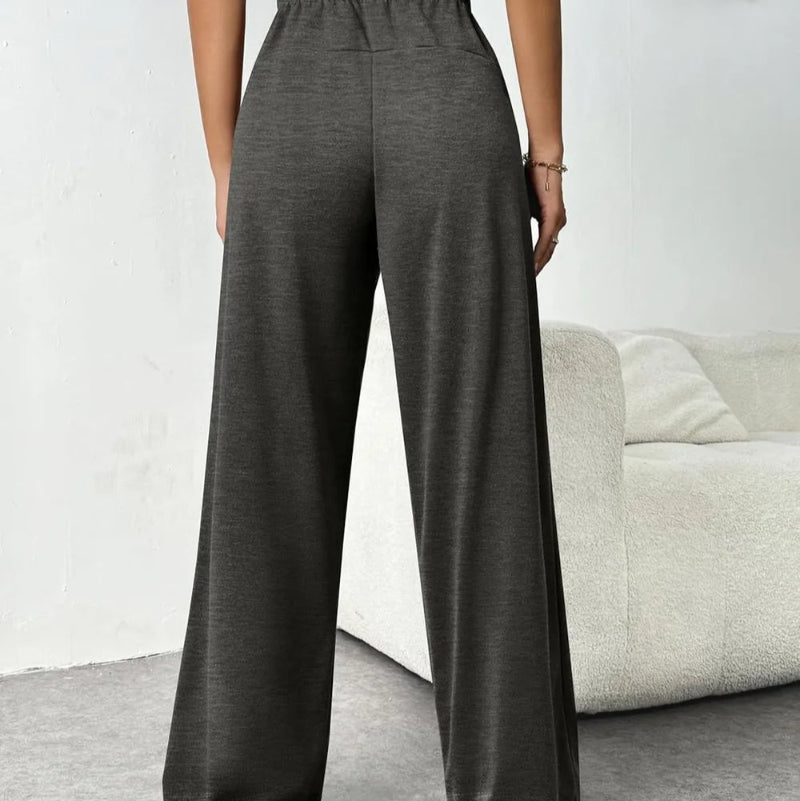 Drawstring Wide Leg Pants with Pockets -runwayfashionista.com