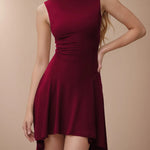 High-Low Round Neck Sleeveless Mini Dress