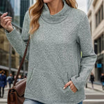 Pocketed Turtleneck Long Sleeve Sweatshirt -runwayfashionista.com