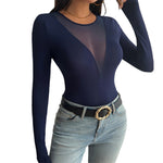 Spliced Sheer Long Sleeve Top