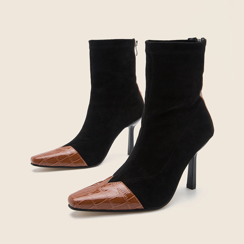 Sharp Edge: Pointy Toe Thin Heel Black Boots