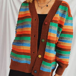 Contrast Stripes Button Up Long Sleeve Cardiganrunwayfashonista.com