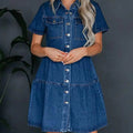 Short Sleeve Denim Dress - rynwayfashionista.com