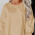 Round Neck Long Sleeve Sweatshirt - runwayfashionista.com