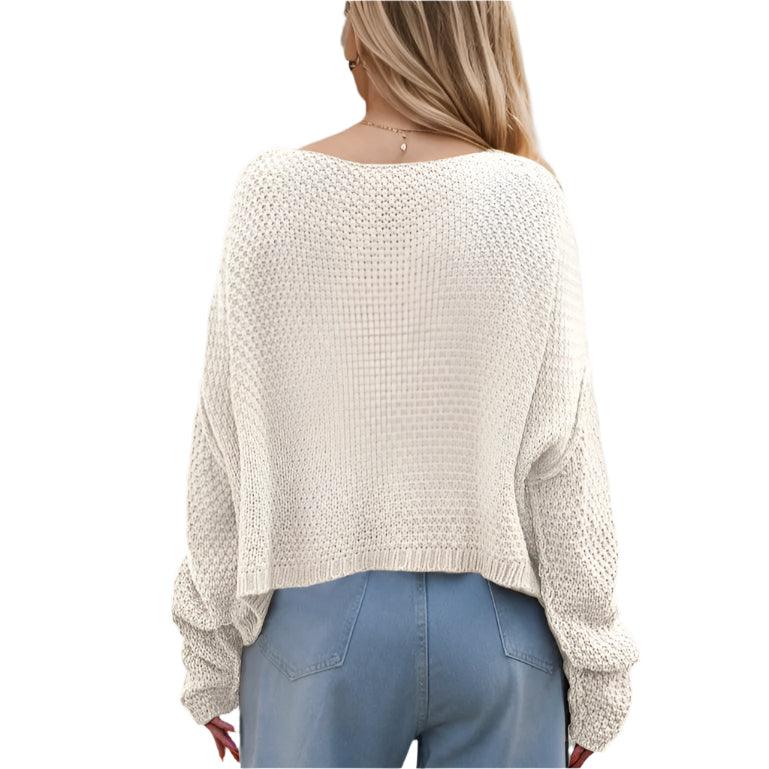 Round neck drop shoulder sweater - rnwayfashionista.com