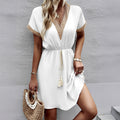 Turn heads effortlessly with this Casual Lace Splicing Short Dress—where comfort meets bold style in every stitch.