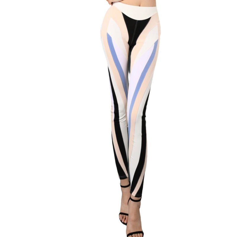High waisted elastic leggings - nude