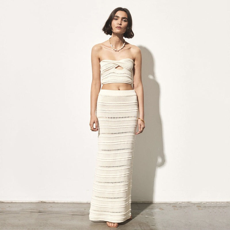 Perspective Bra Top Skirt Long Dress Two Piece Set