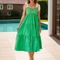 Tiered Tie Shoulder  Dress - runwayfashionista.com