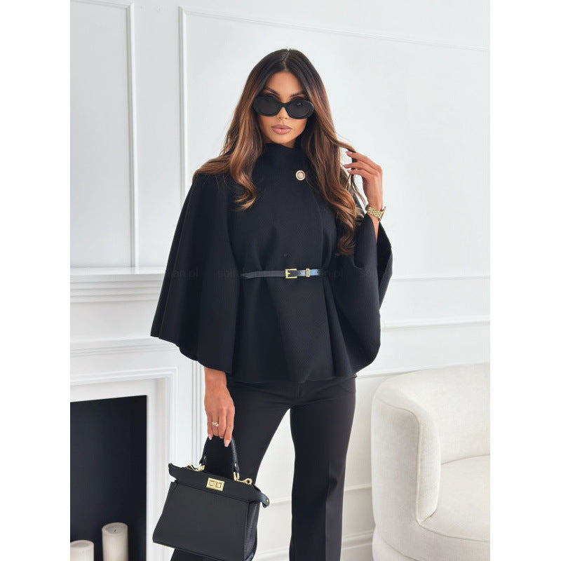 Elegant Woolen Cape Coat: Pure Sophistication - runwayfashionista.com