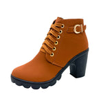 Thick Heels Round Toe Martin Boots - brown